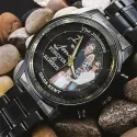 Time with you is a gift - Custom Stainless Steel Black Metal Watch