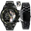 Time with you is a gift - Custom Stainless Steel Black Metal Watch
