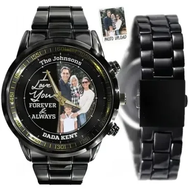 Time with you is a gift - Custom Stainless Steel Black Metal Watch Time with you is a gift - Custom Stainless Steel Black Metal Watch