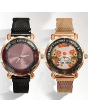 Flower Background Custom Name Personalized Lady Watches - Gift For Her
