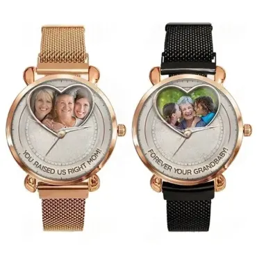 Heart Frame Photo Upload - Elegant Ladies Silver Watch Heart Frame Photo Upload - Elegant Ladies Silver Watch