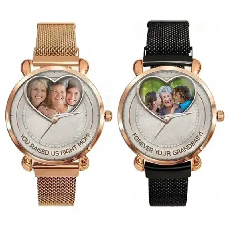 Heart Frame Photo Upload - Elegant Ladies Silver Watch