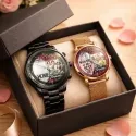 Our Love Blooms - Custom Couple Photo Stainless Steel Watches