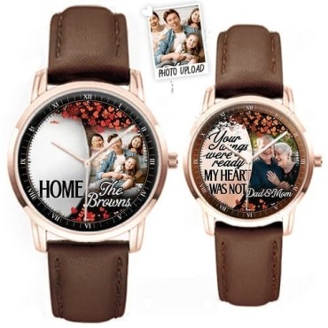 Our Love Blooms - Custom Couple Photo Stainless Steel Watches Our Love Blooms - Custom Couple Photo Stainless Steel Watches