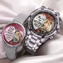 Our Love Blooms - Custom Couple Photo Stainless Steel Watches