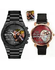 Sided Heart Frame Photo Upload - Custom Personalized Family Watches